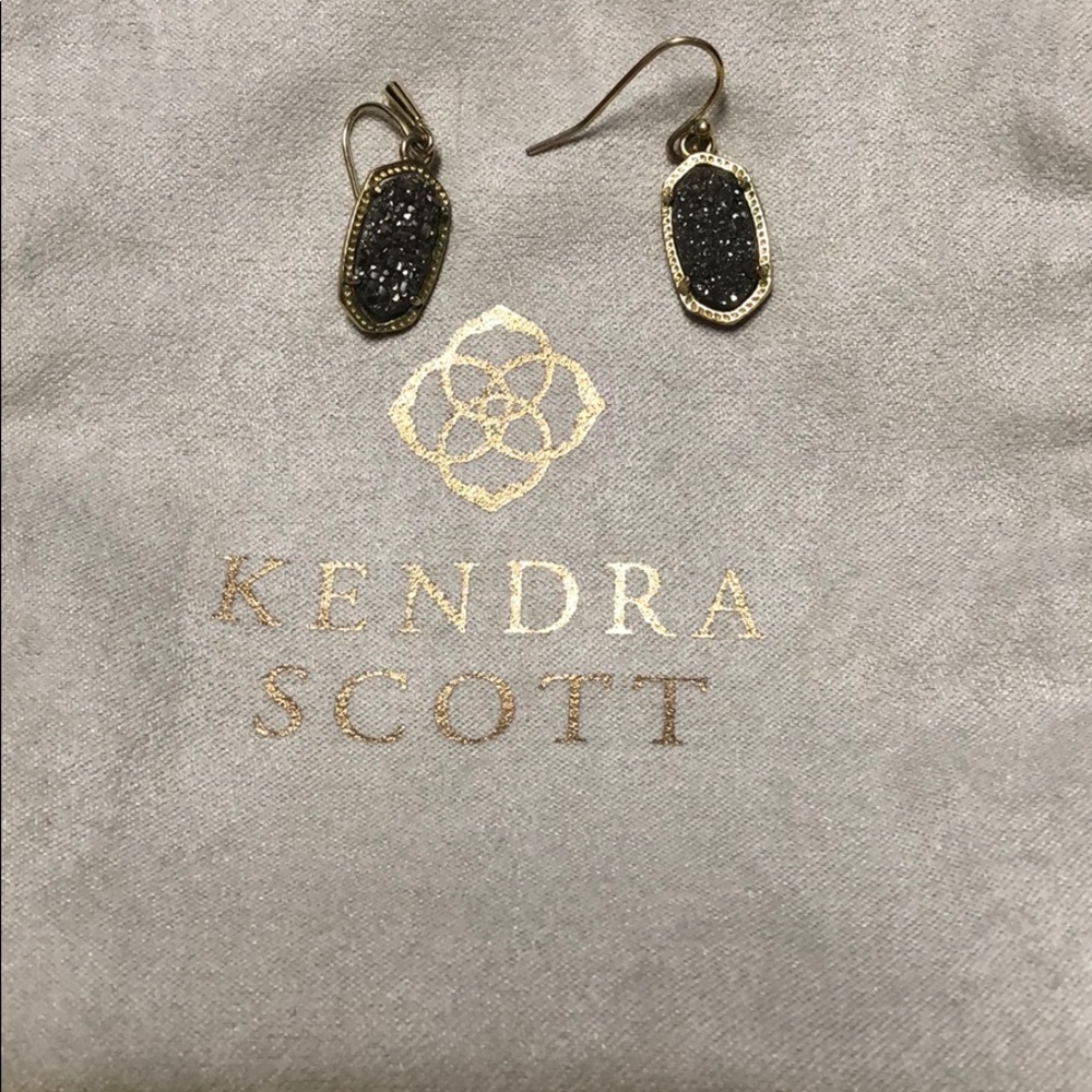 Mini druzy gold carbon gray Kendra Scott earrings
